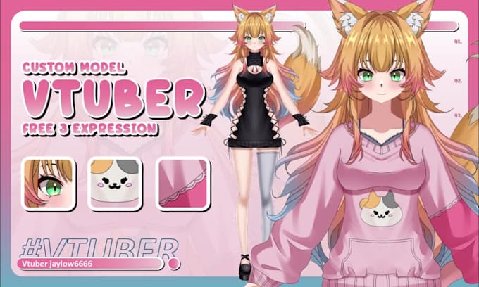 design and rigging anime style live2d vtuber model for streaming