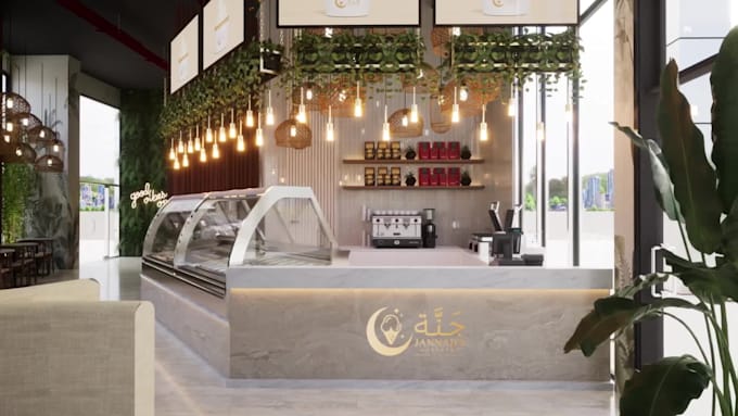 do restaurant interior design, cafe, coffee shop and 3d rendering