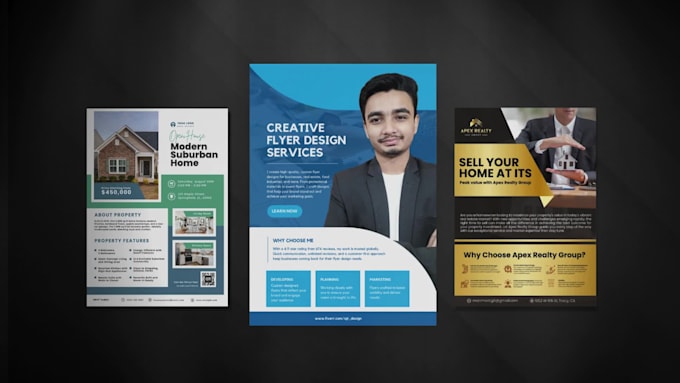 do creative business flyer or real estate, food flyer and canva flyer