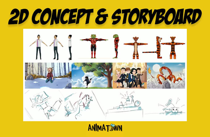 create 2d concept, storyboard and background