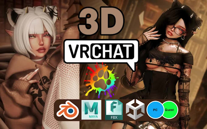 Crear avatar personalizado de vrchat en 3d, furry, anime, nsfw con rig ...