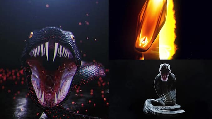 create 3 fire snake logo animation intro