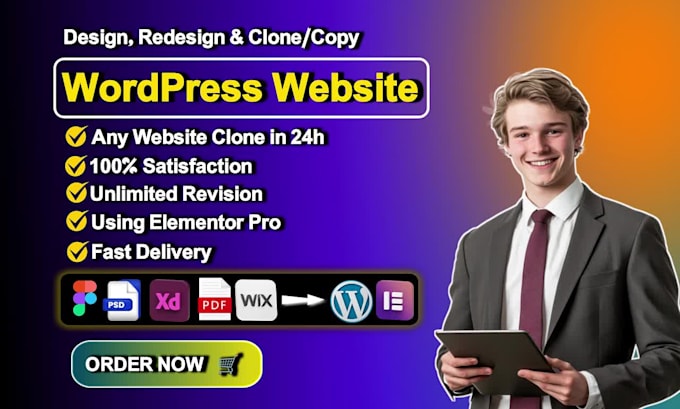 copy or convert figma, xd, PDF, PSD, wix to wordpress with elementor pro