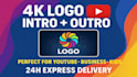 create a 4k youtube logo intro and outro animation in 24 hours