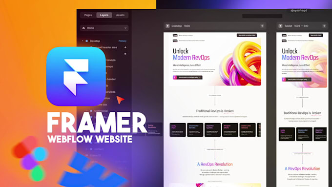 design and develop a responsive website using framer or webflow
