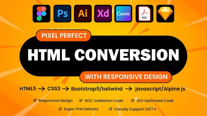 Do canva to html, psd to html by bootstrap and tailwind css by ...
