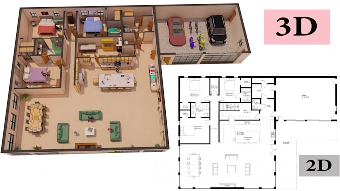 create 2d and 3d floor plans with realistic animation renderings