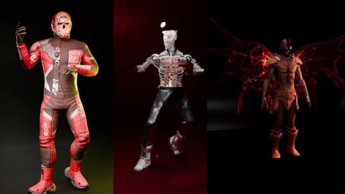 create stylized 3d character modelling and rigging with hand painted texture