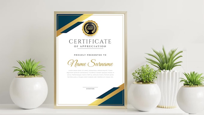 do custom certificate design, diploma, or award certificate