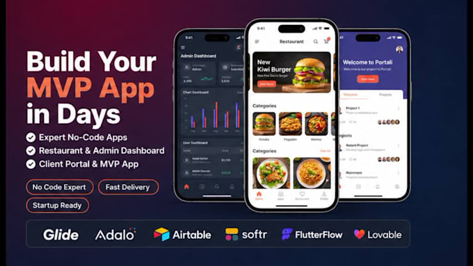 build apps via glide adalo flutter developer airtable glide os supabase zite