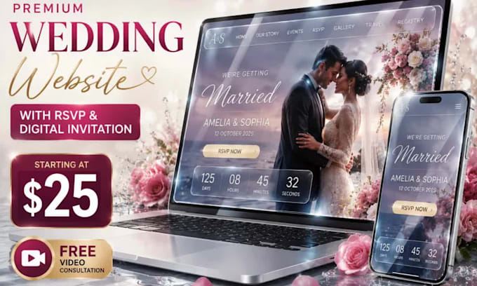 design a wedding website with rsvp and digital invitation