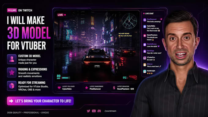 create realistic 3d vtuber model for vr chat and streaming