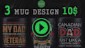 create 3 premium custom coffee mug design in 10 dollar