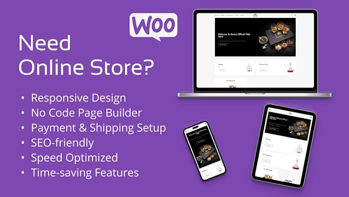create fast, responsive and SEO optimized woocommerce online store