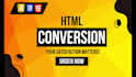 do html conversion from figma, psd to html, convert jpg pdf to html css