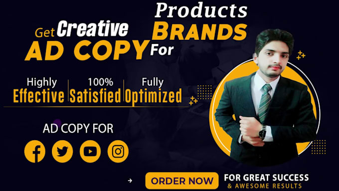 write highly efficient ad copy for facebook and instagram, design creatives