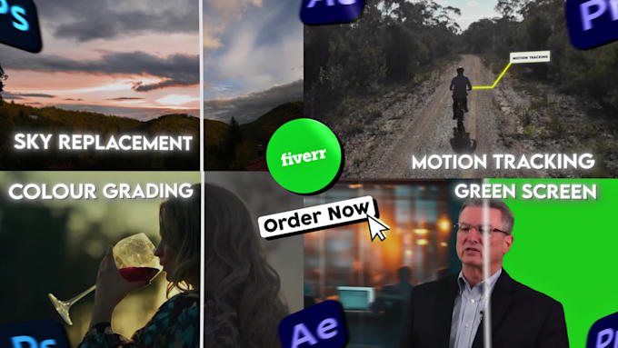 color grading, green screen, sky replacement motion tracking