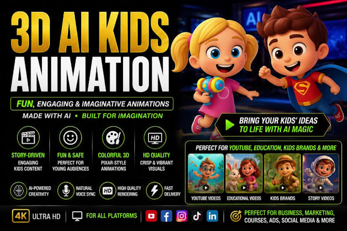 make funny ai animation for toddlers, kid nursery rhymes, youtube learning video