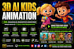 make funny ai animation for toddlers, kid nursery rhymes, youtube learning video