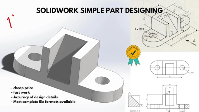 design simple or custom parts and 3d models in solidworks