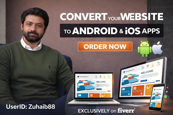 convert website to android app and ios app