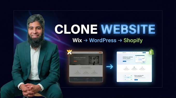 copy clone website, wix to wordpress or wordpress to shopify migration