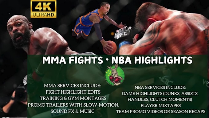create sport video for nba highlight MMA youtube video