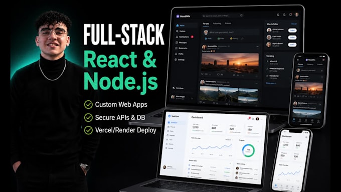 be your full stack react nodejs developer for custom web application