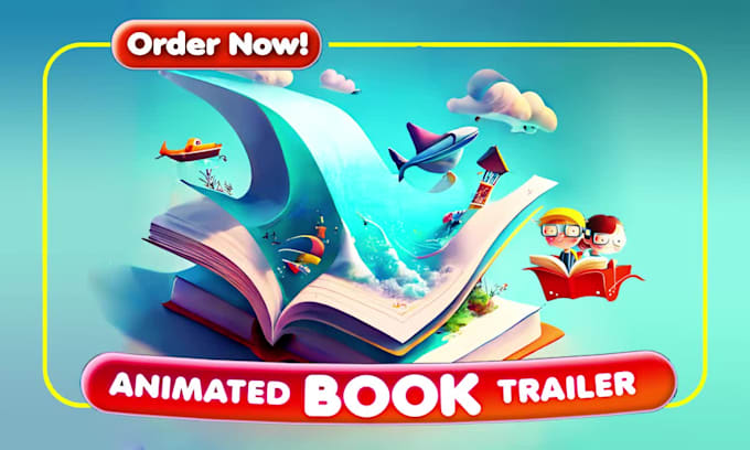 I will create children book promotion trailer with page flip
