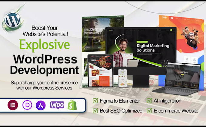 do modern business website design, redesign wordpress, website development