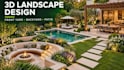 create 3d landscape design, backyard, patio and pool rendering