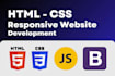 do responsive website development, HTML, CSS, javascript, bootstrap