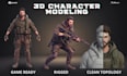 do 3d game character, 3d character modeling, 3d sculpting and low poly 3d model