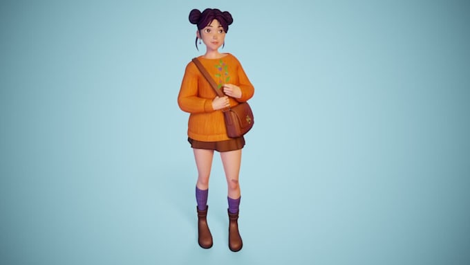 create a cute stylized 3d character for games or animation
