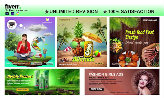 do web banners, animated banners, gifs, ads, and post design