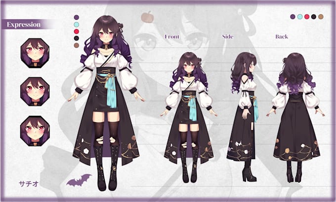 draw character sheet or reference sheet for your character design in anime style