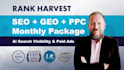 do SEO, GEO, PPC social and google ads package for ai search visibility and more