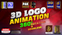 create a 3d rotating logo animation 360 seamless loop