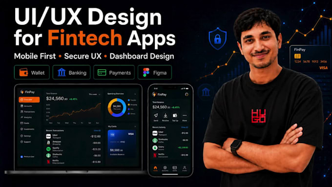 design modern fintech mobile app UI UX in figma for wallet banking and payment