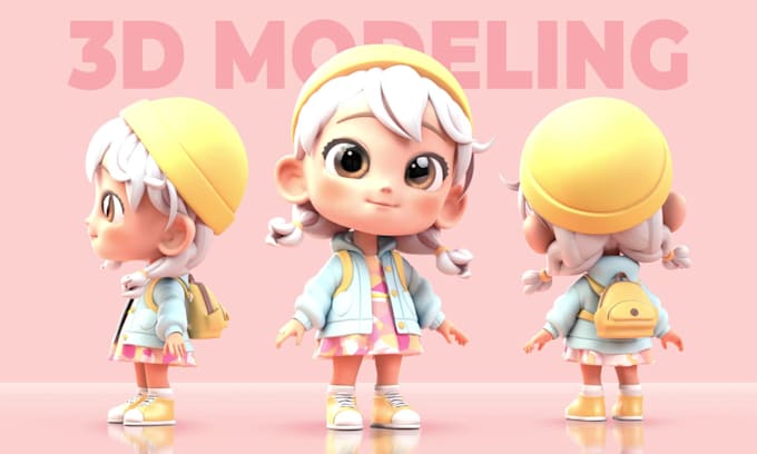 create cute 3d character modeling, printing, game model blender in cartoon style