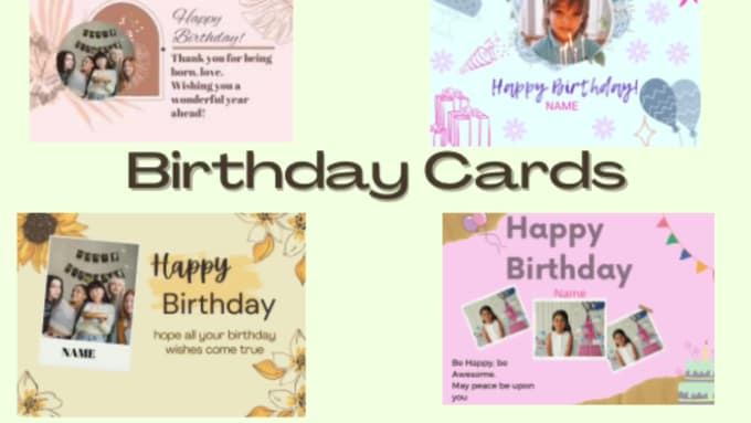 Design aesthetic minimalist happy birthday cards by Themusecanvas | Fiverr