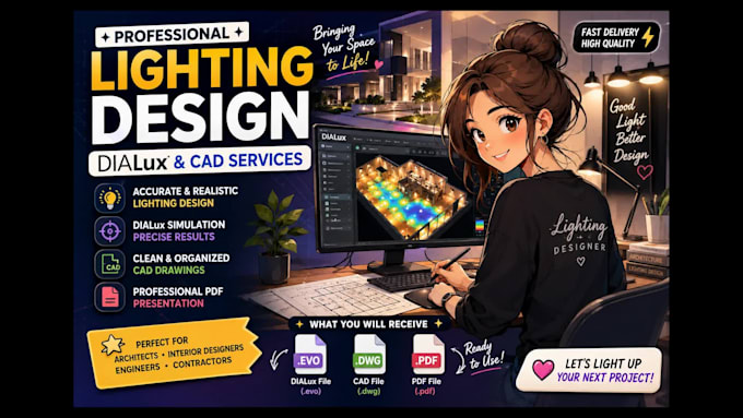 provide lighting dwg, pdf, evo files drawing files