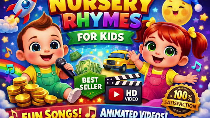 create 2d and 3d learning nursery rhymes video amination for kids