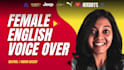 record a female english voice over in an indian accent