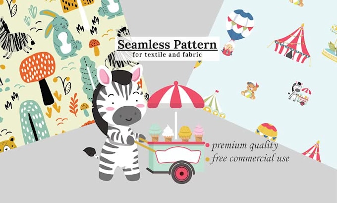 do custom seamless pattern for baby and kids textile