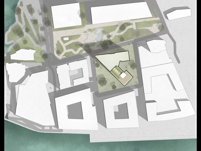 render site plan, section, elevation in photoshop