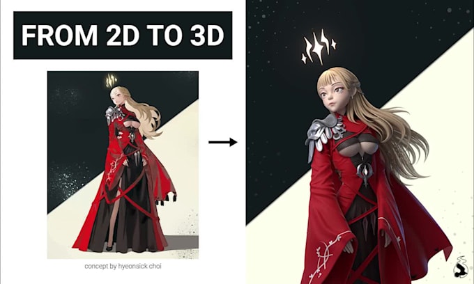 create a stylized 3d character model from your 2d concept art