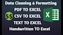 convert PDF, CSV, txt data into the excel