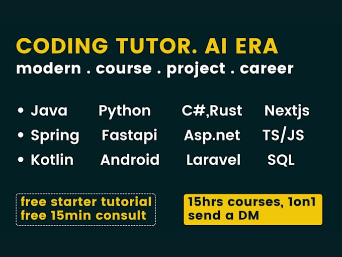 teach java, python, sql, rust, php and c sharp programming