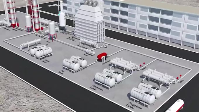 create 3d industrial chemical plant animation and walkthrough